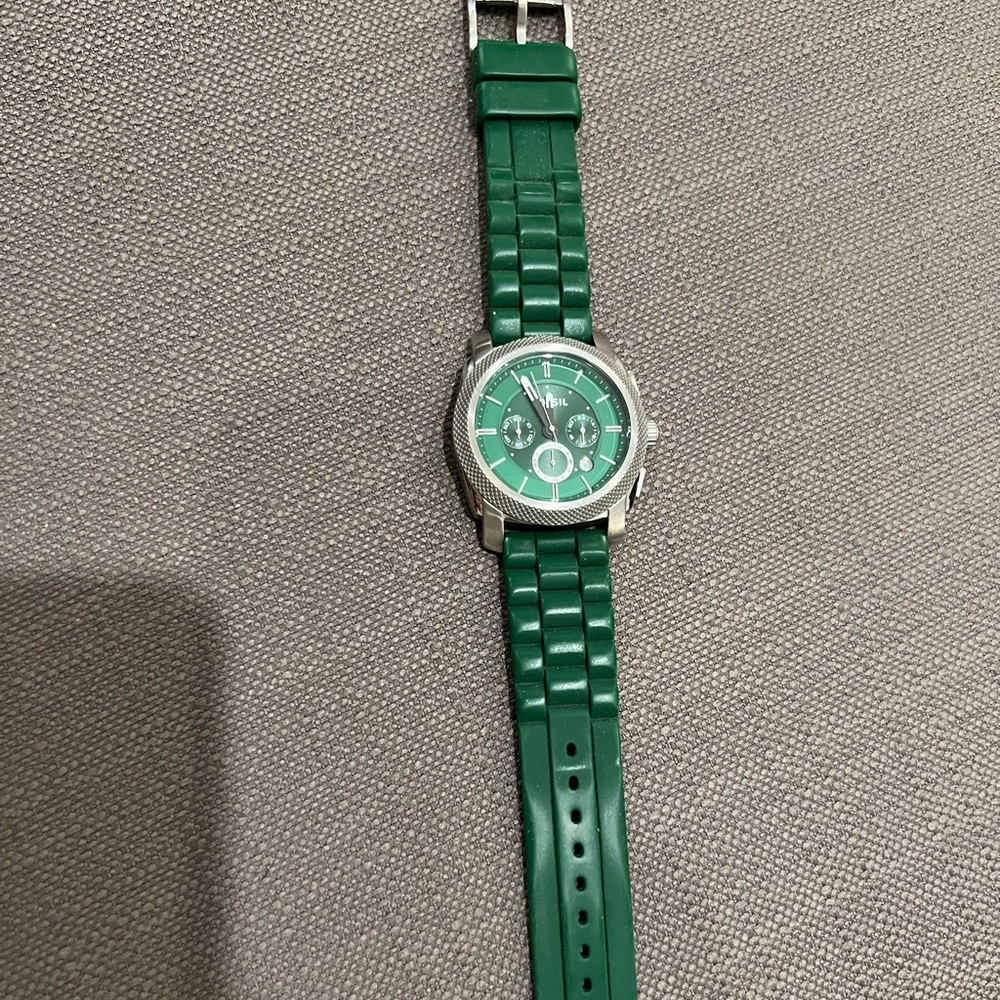 Men’s Fossil Watch.  Stainless steel face, rubber wrist band.